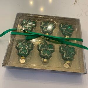 Dept 56 Shamrock Ornaments Set Of (6) Special Edition Clovers NEW in box.